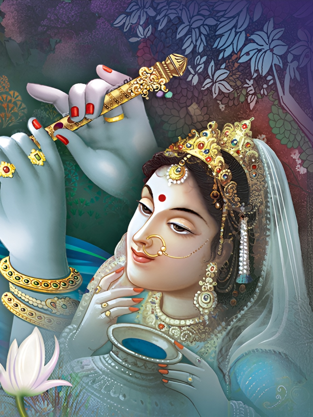 

masstone Blue & Gold Toned Radha Krishna Religious Self Adhesive Wall Sticker