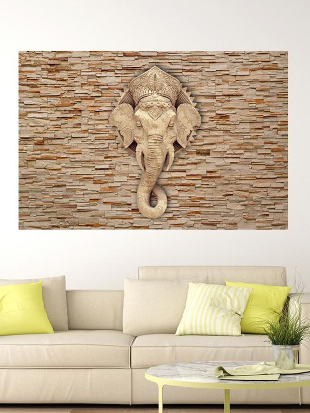 

masstone Beige Elephant Sculpture Self Adhesive Wall Sticker