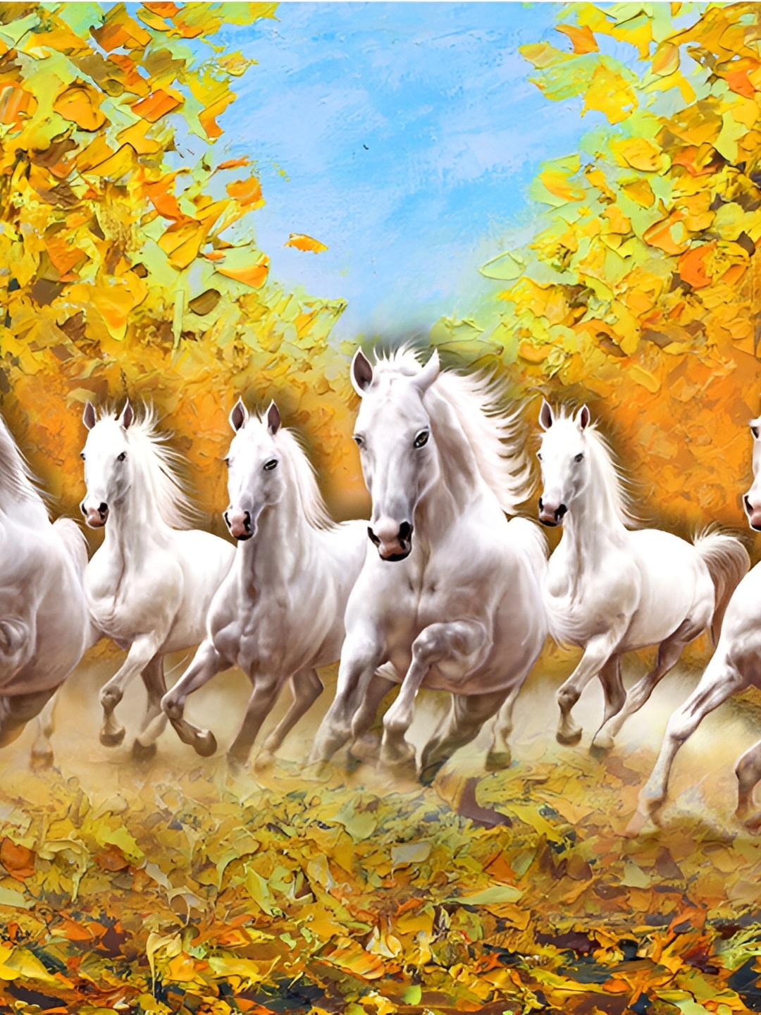 

masstone White & Yellow Seven Running Horses Self Adhesive Wallpaper
