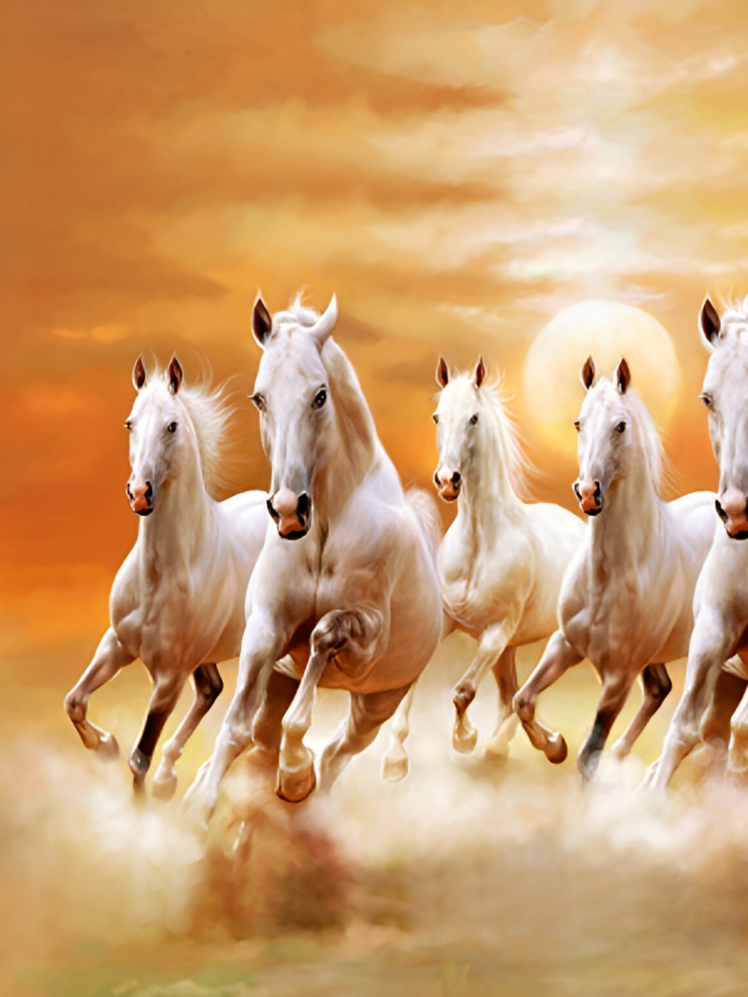 

masstone White & Orange Running Horses Self Adhesive Wall Sticker