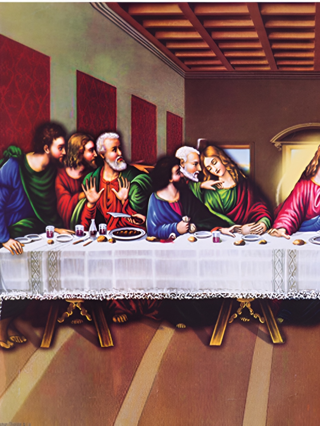 

masstone Red & Green Lord Jesus Christ Religious Self Adhesive Wallpaper