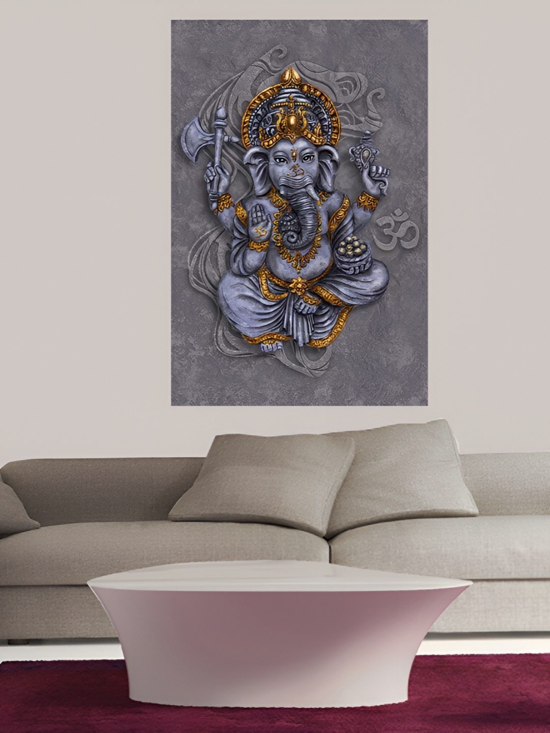 

masstone Grey & Gold Toned Lord Ganesha Self Adhesive Wallpaper