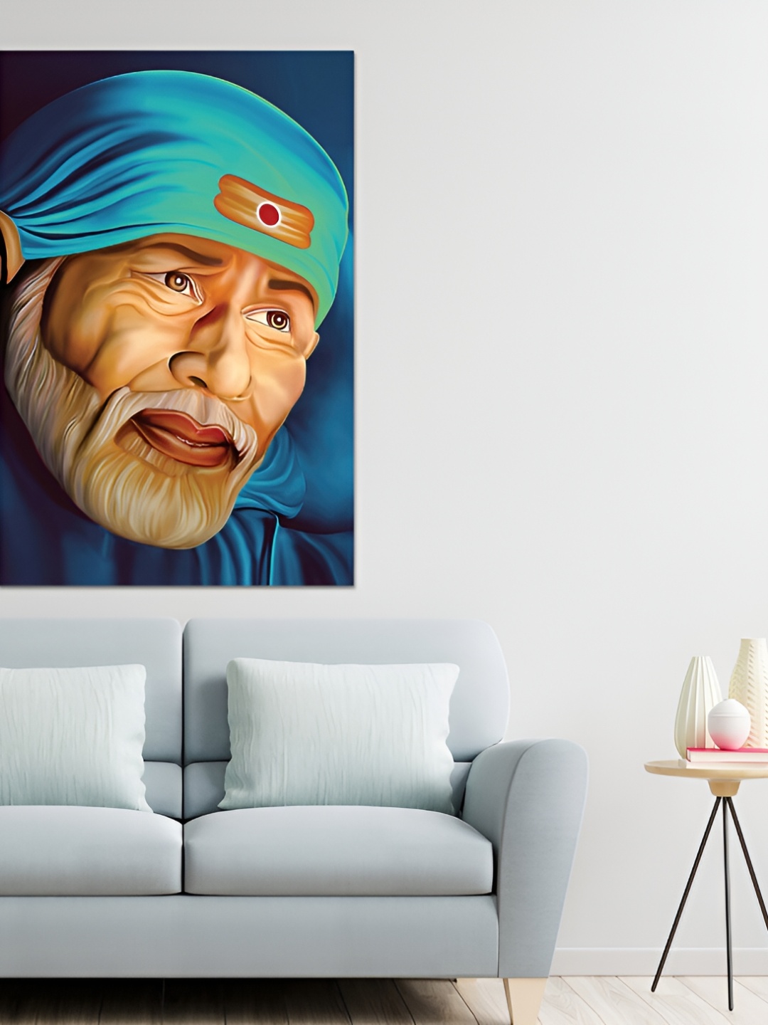 

masstone Blue & Cream Sai Baba Shirdi Religious Self Adhesive Wallpaper