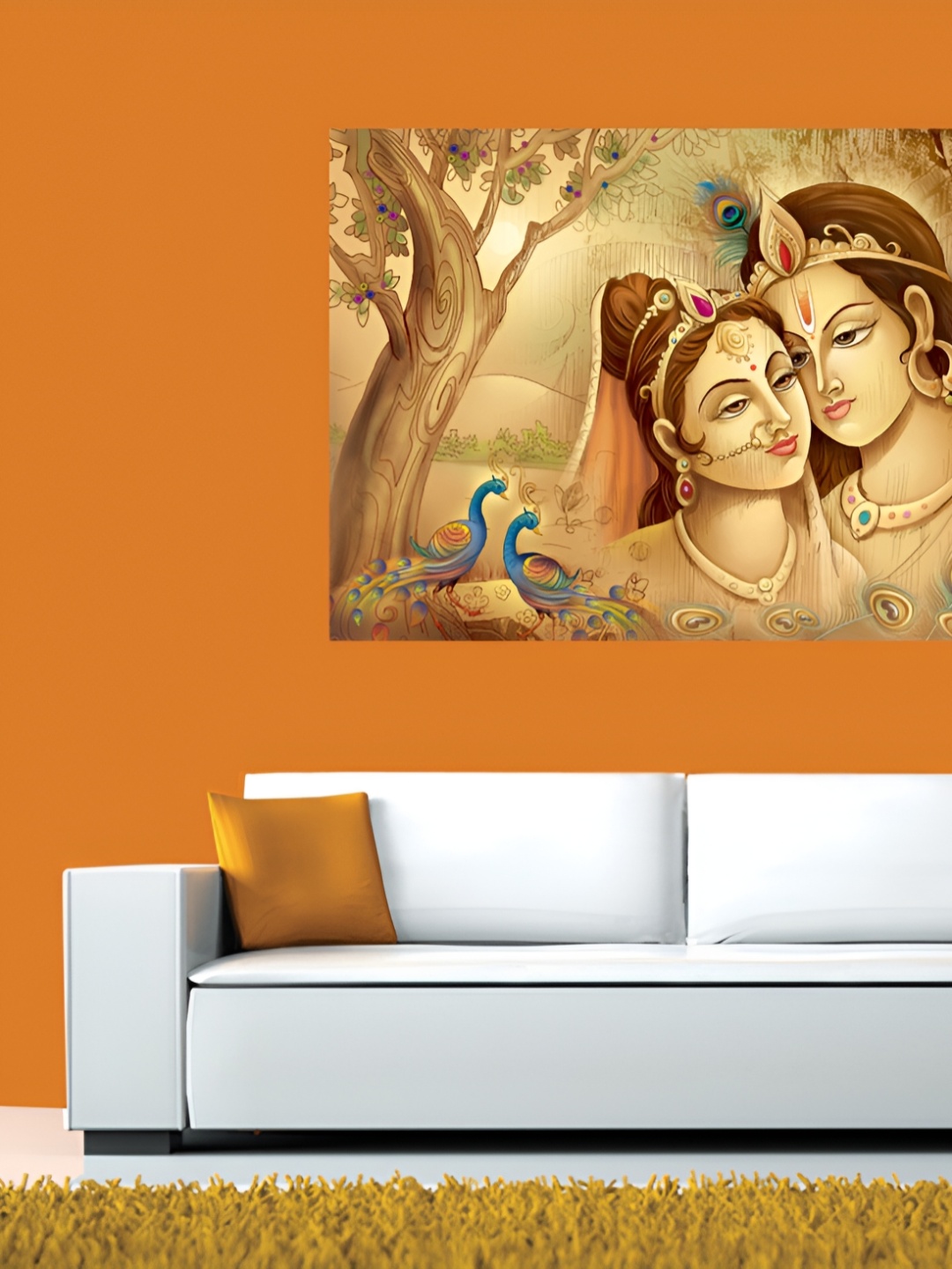 

masstone Beige & Brown Radha Krishna Religious Self Adhesive Wall Sticker