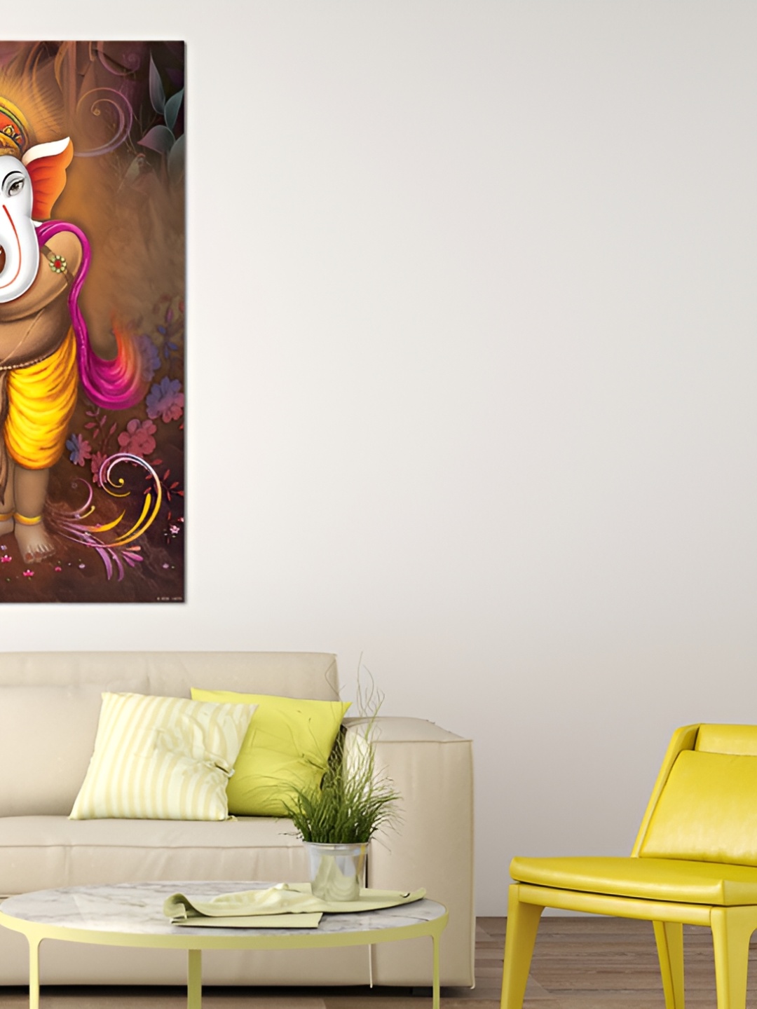 

masstone Brown & Yellow Lord Ganesha With Flute Self Adhesive Wallpaper