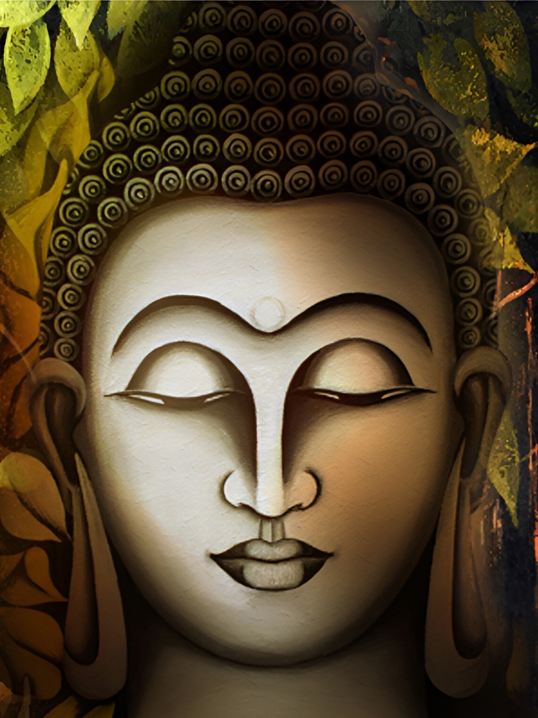 

masstone Brown & White Lord Buddha Self Adhesive Wallpaper