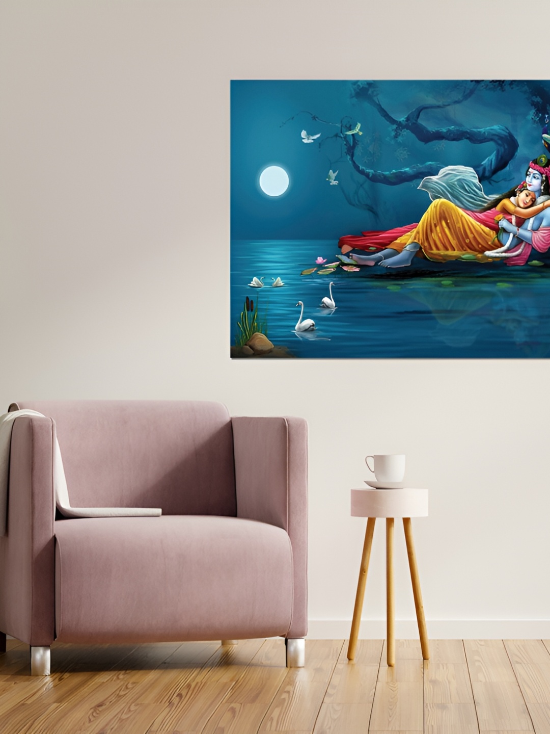 

masstone Blue & Red Radha Krishna Religious Self Adhesive Wall Sticker