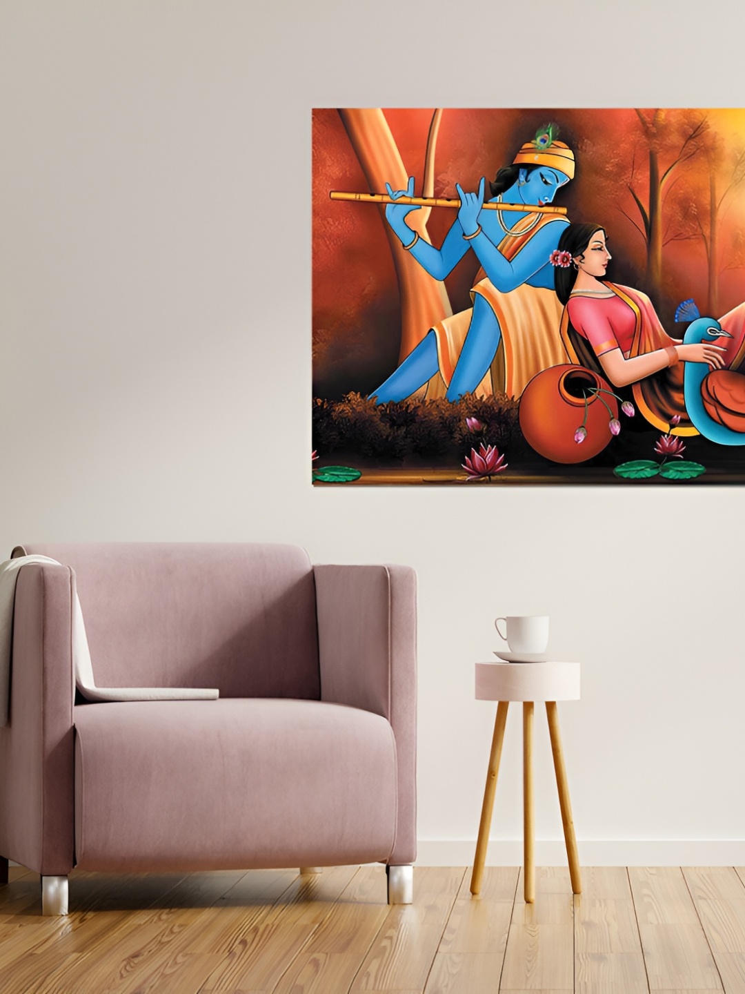 

masstone Red & Blue Radha Krishna Religious Self Adhesive Wall Sticker