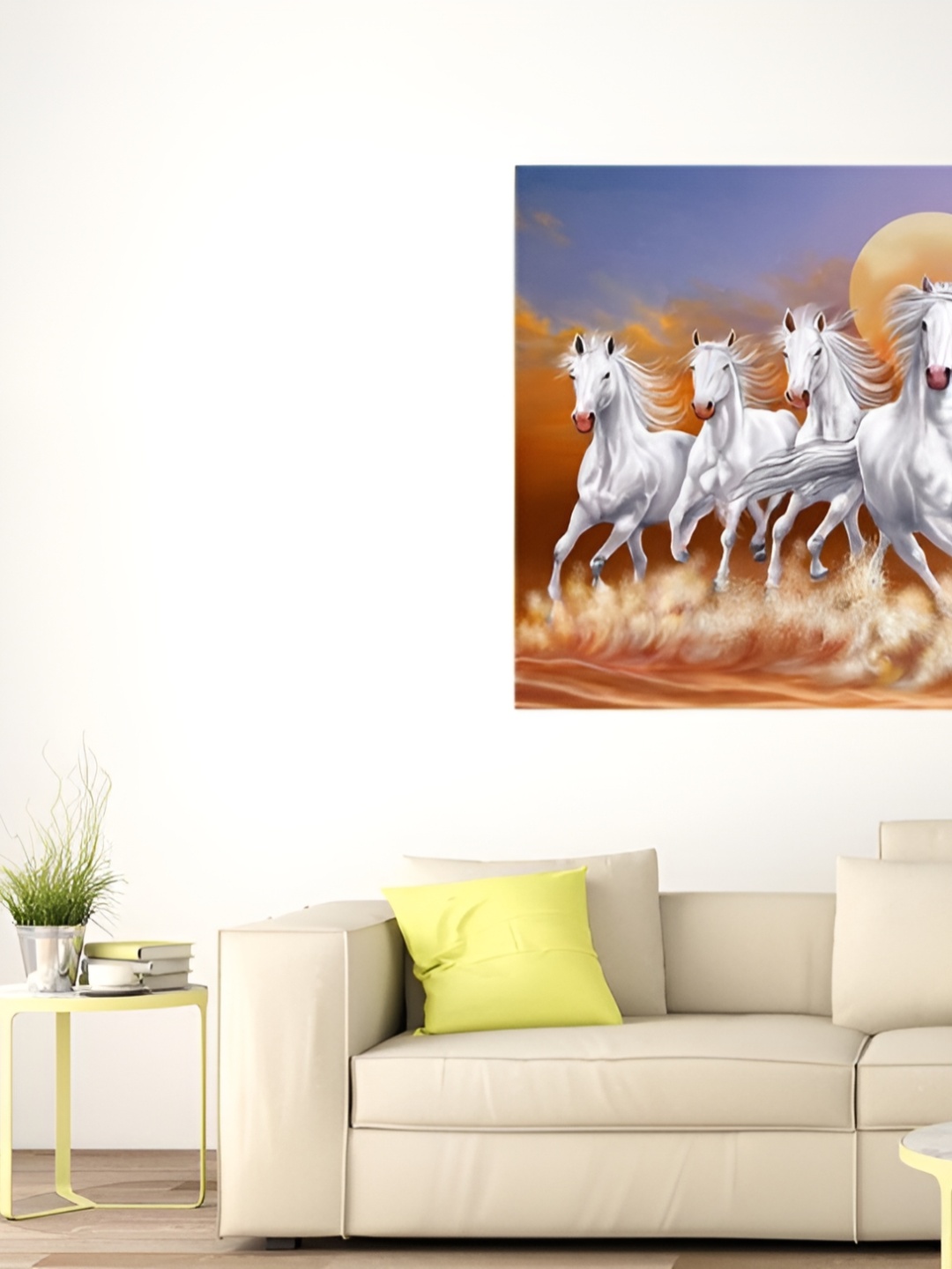 

masstone White & Blue Running Horses Self Adhesive Wall Sticker