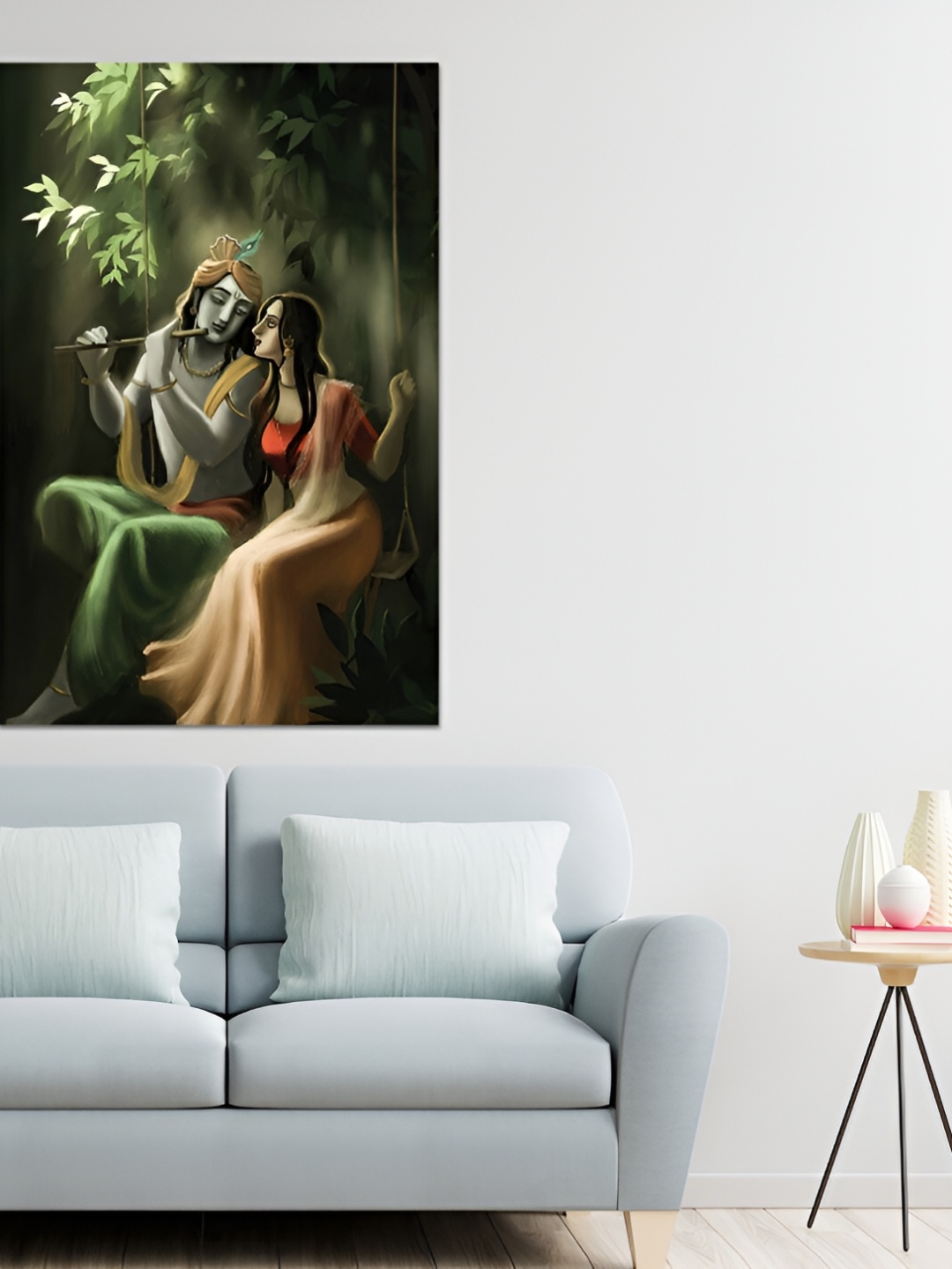 

masstone Green & Beige Radha Krishna Religious Self Adhesive Wall Sticker