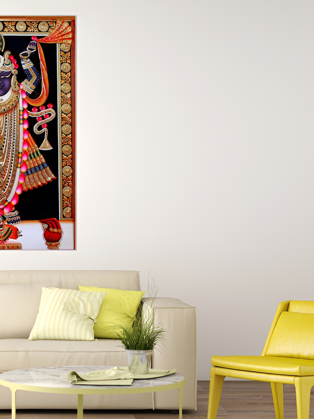 

masstone Gold Toned & Black Lord Shrinathji Nathdwara Self Adhesive Wallpaper