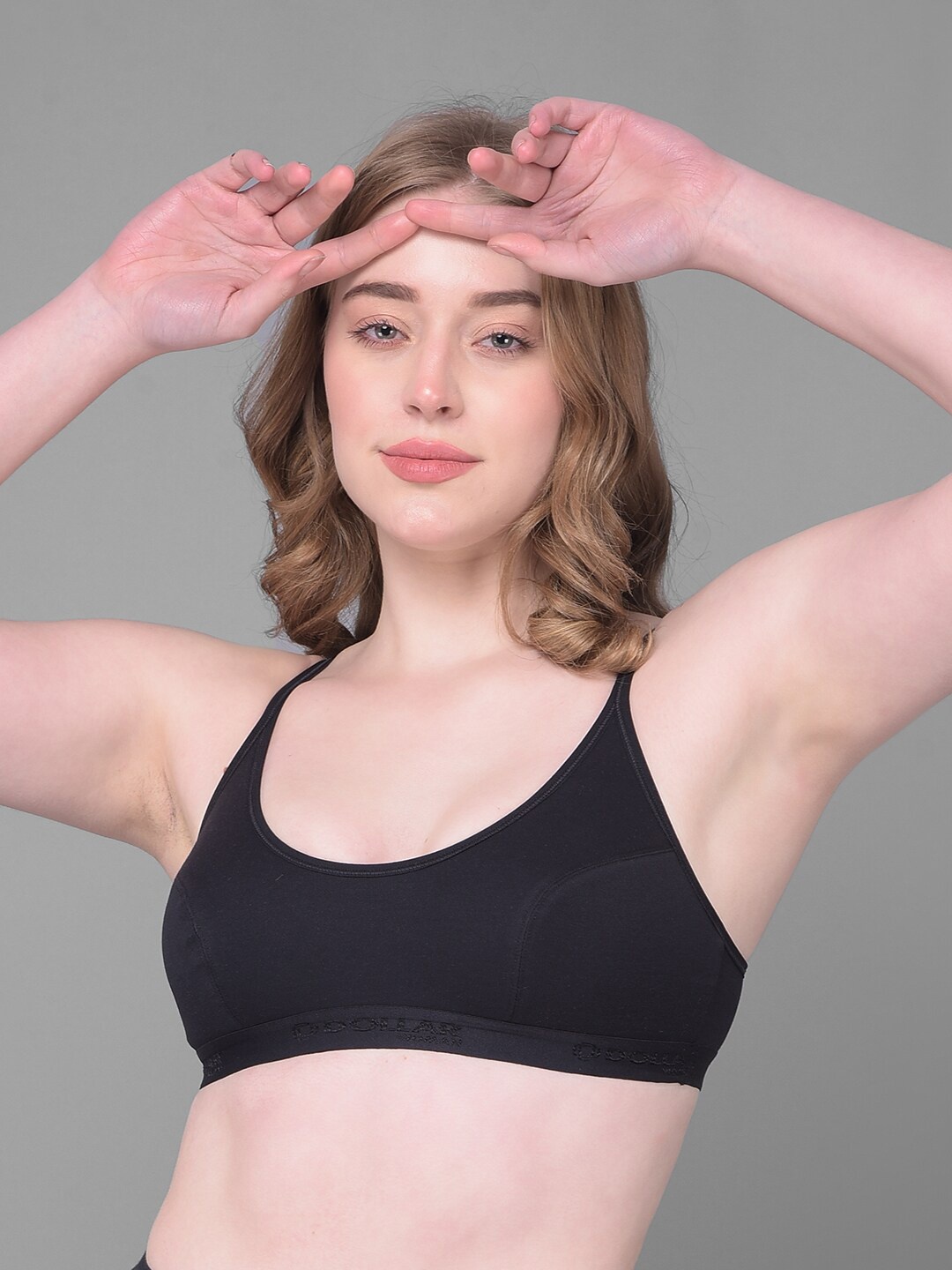 

Dollar Missy Full Coverage Non Padded Anti Odour Cotton Workout Bra With Anti Microbial, Black