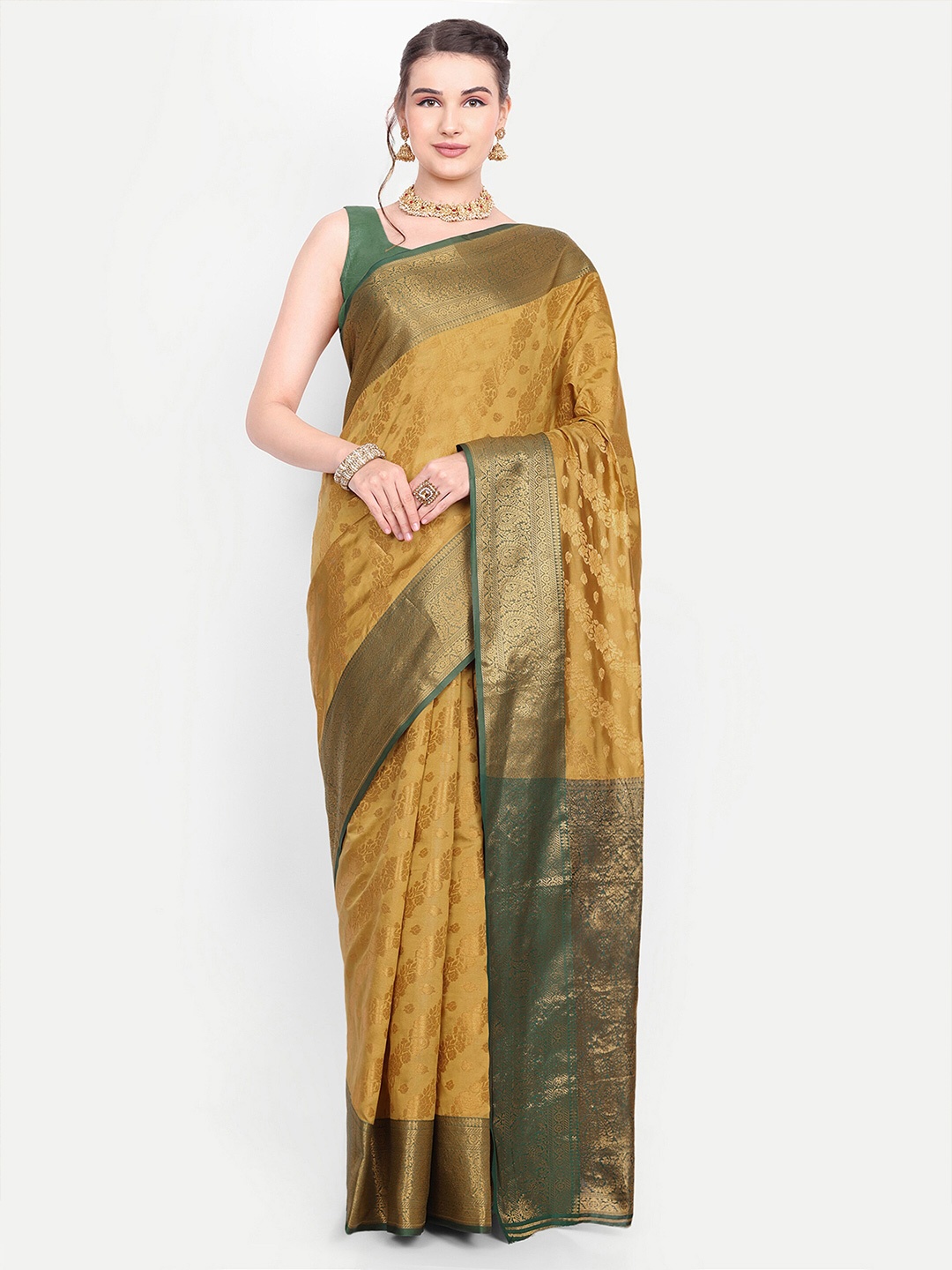 

AKSH FASHION Woven Design Zari Banarasi Saree, Yellow