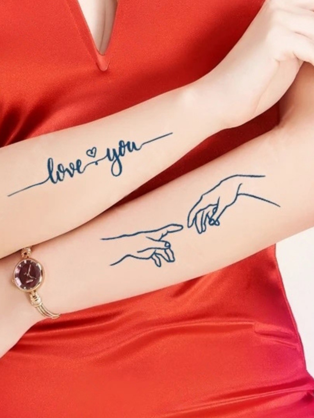 

LICK Matte Finish Realistic Semi Temporary Body Tattoo - Love LK-359, Blue