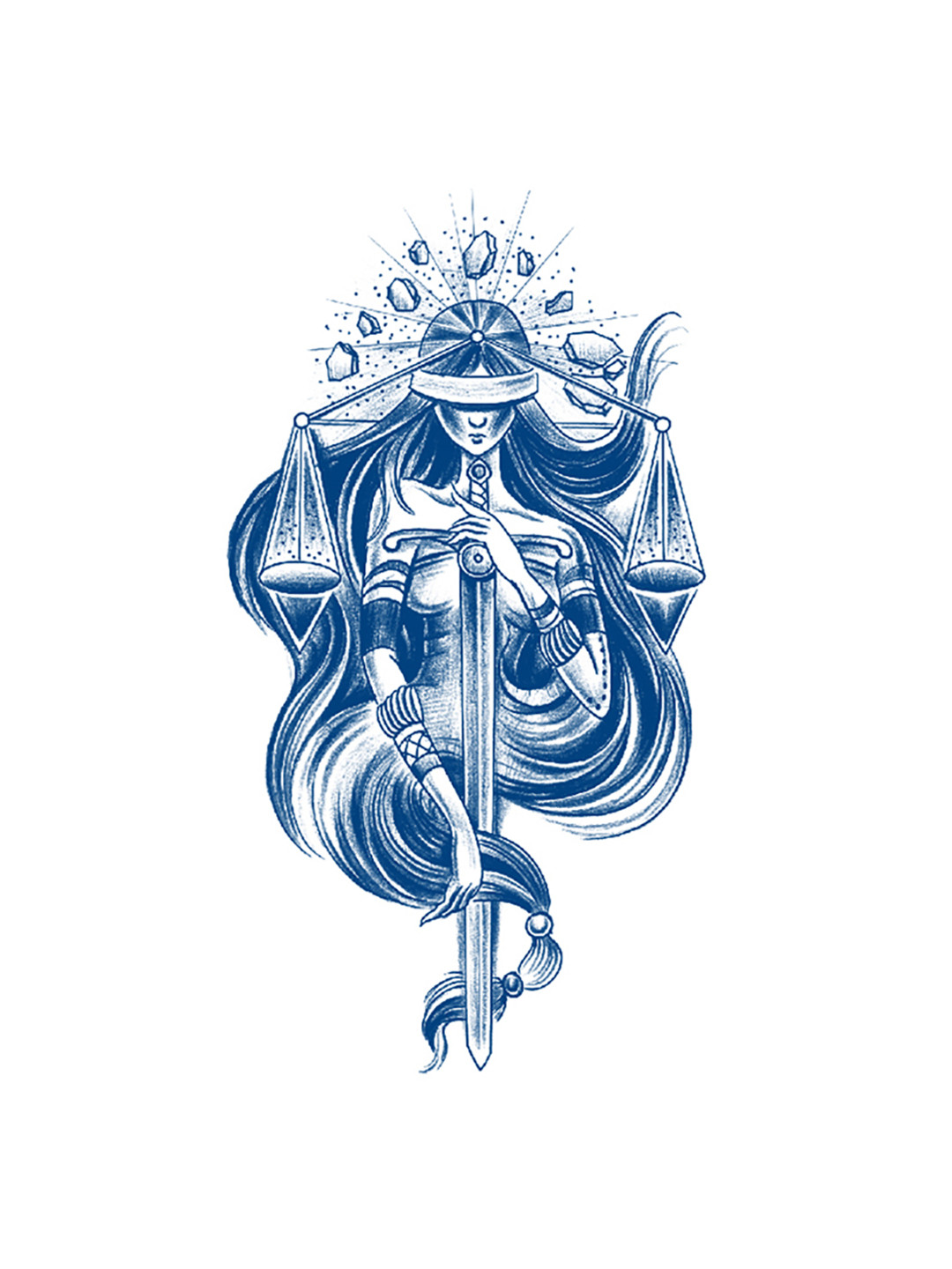 

LICK Matte Finish Realistic Semi Temporary Body Tattoo - Horoscope, Blue