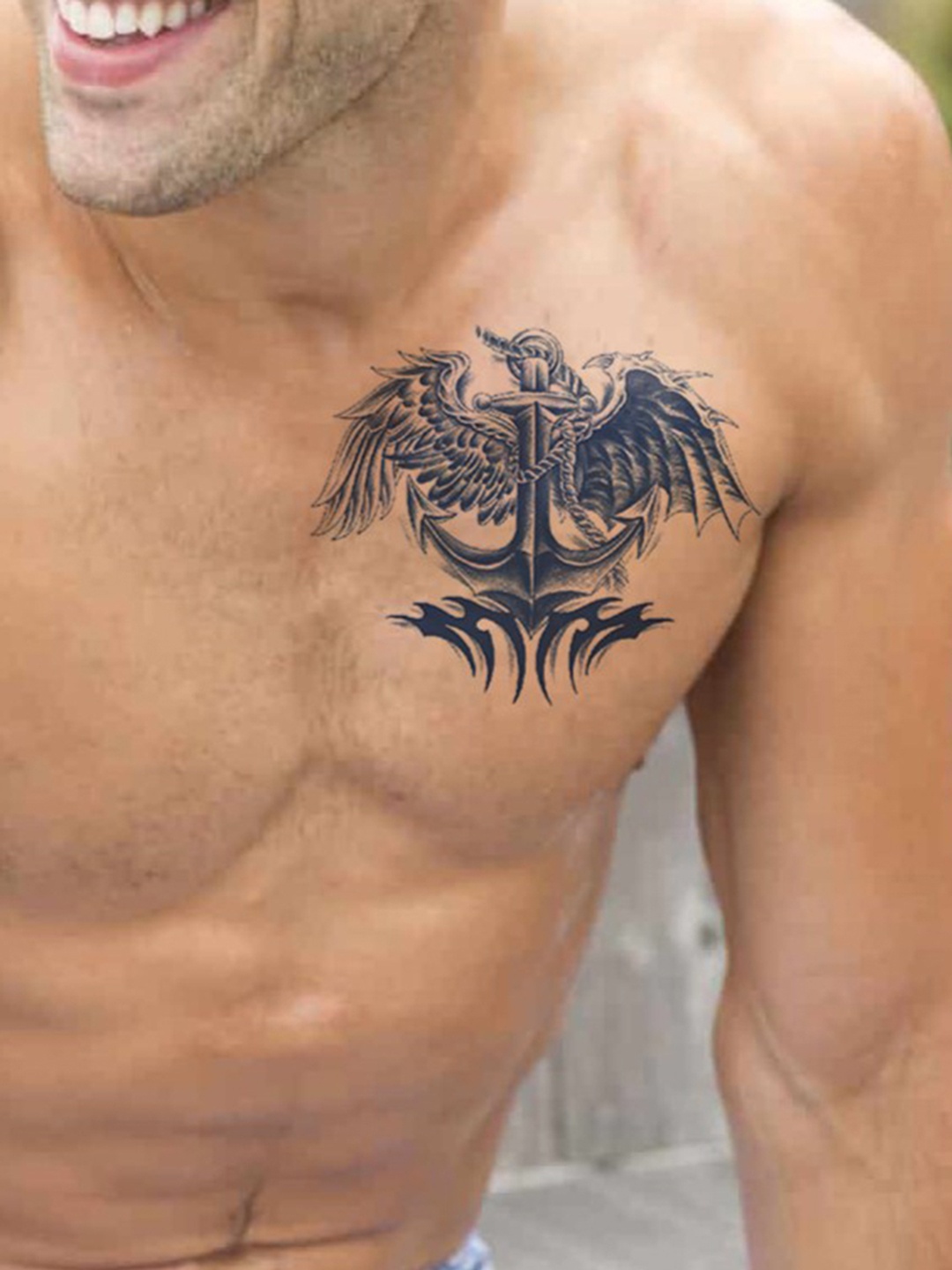 

LICK Realistic Semi Temporary Body Dragon Wings Tattoos, Blue
