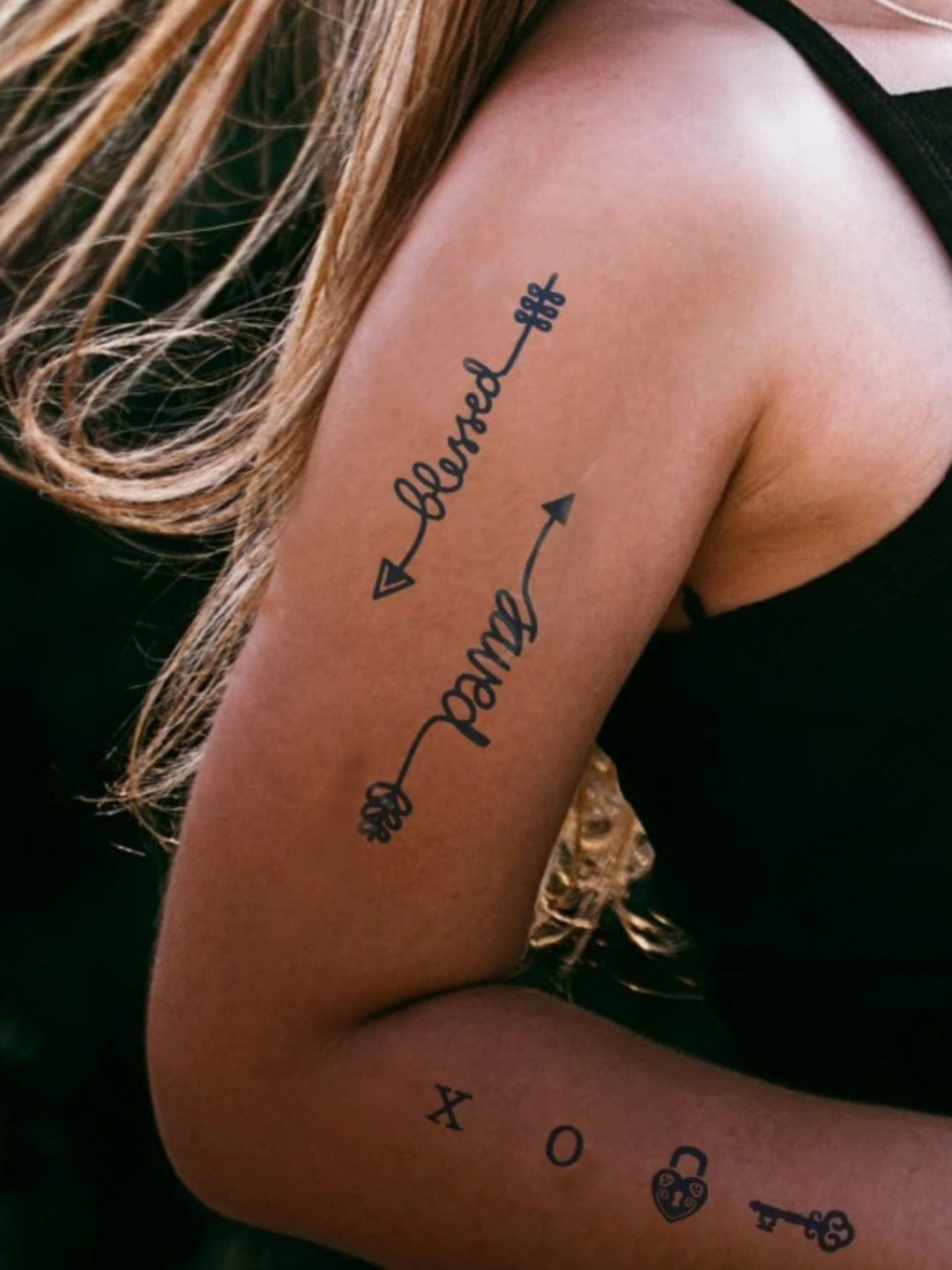 

LICK Realistic Semi Temporary Blessed Saved Matte Blue Finish Body Tattoos