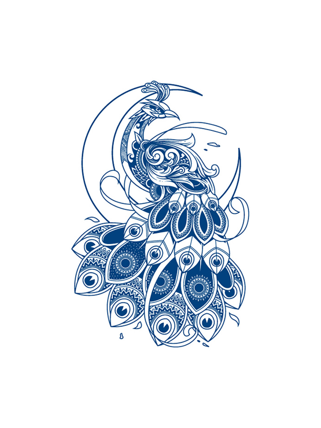 

LICK Matte Finish Realistic Semi Temporary Body Tattoo - Peacock, Blue