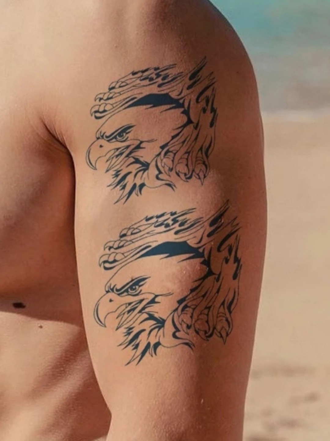 

LICK Plant Base Semi Temporary Eagle Matte Finish Body Tattoo - Navy Blue