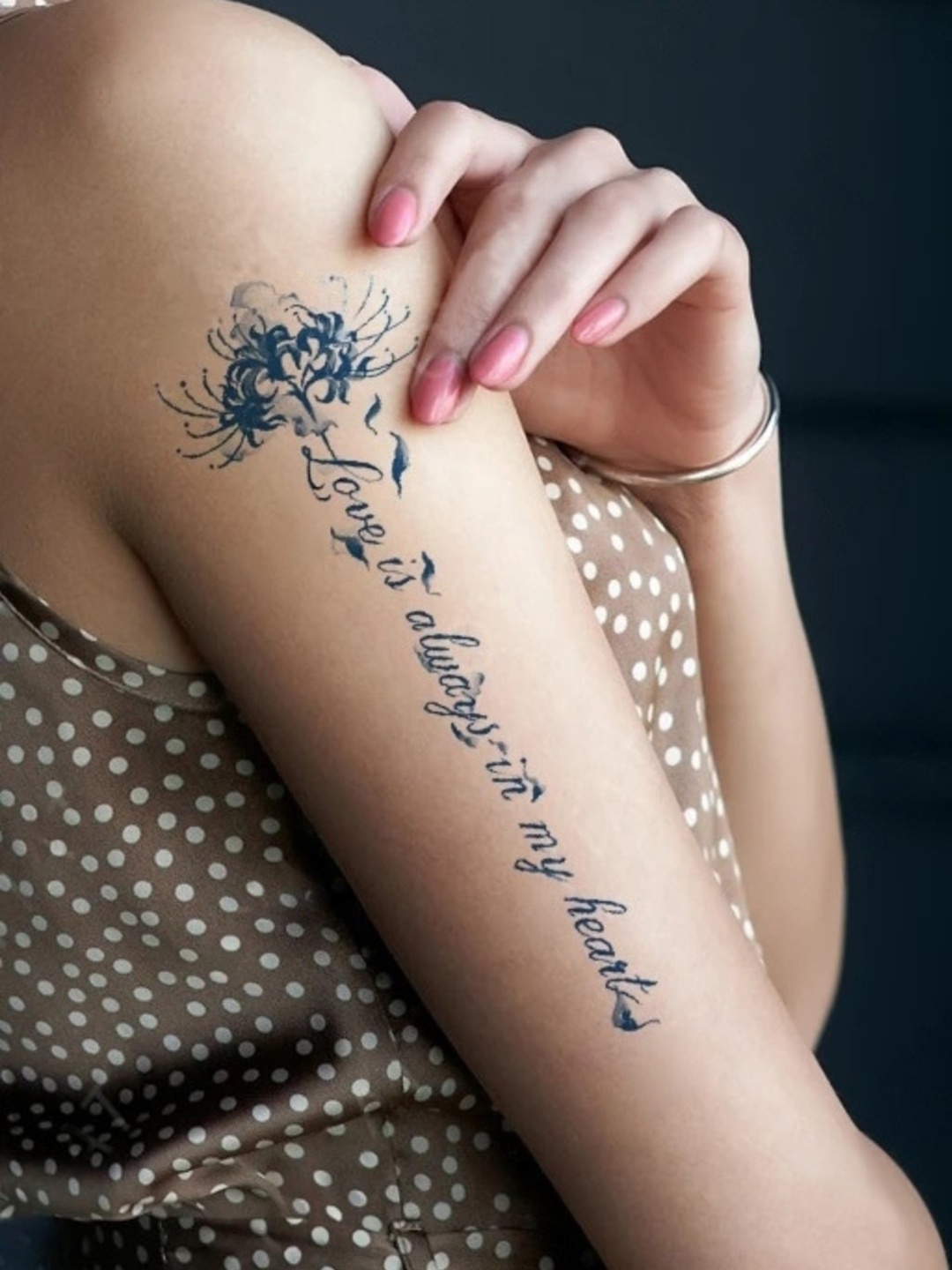 

LICK Plant Base Semi Temporary Typography Matte Finish Body Tattoo - Navy Blue