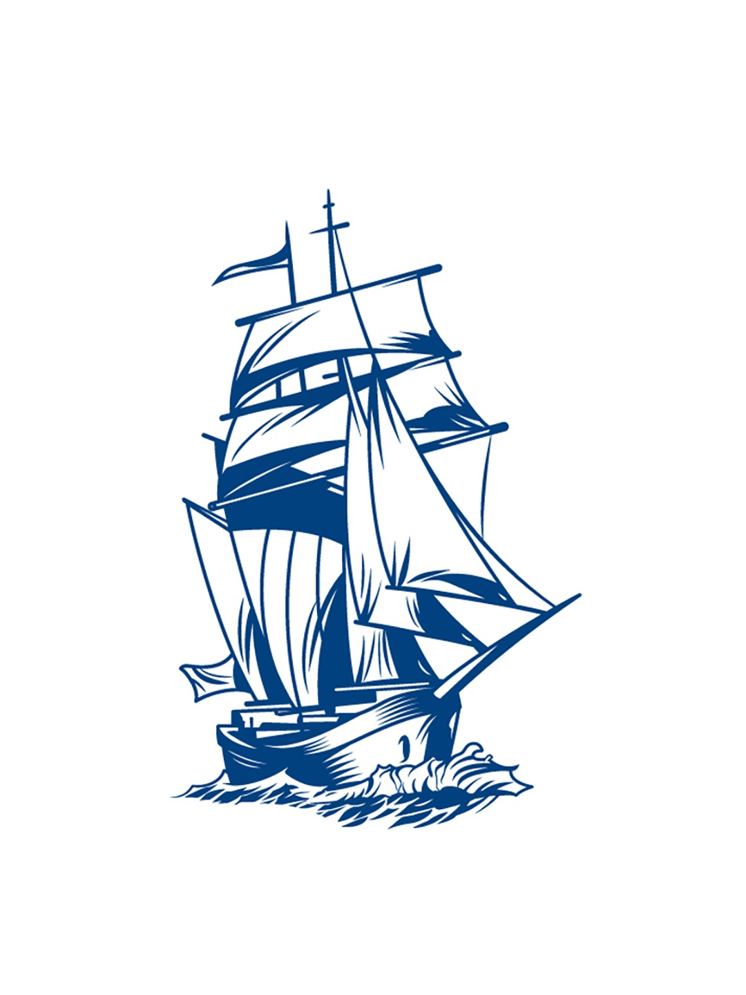 

LICK Matte Finish Realistic Semi Temporary Body Tattoo - Ship LK-609, Blue