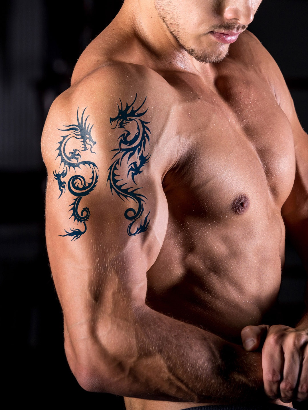 LICK Realistic Semi Temporary Body Dragon Tattoo, Blue