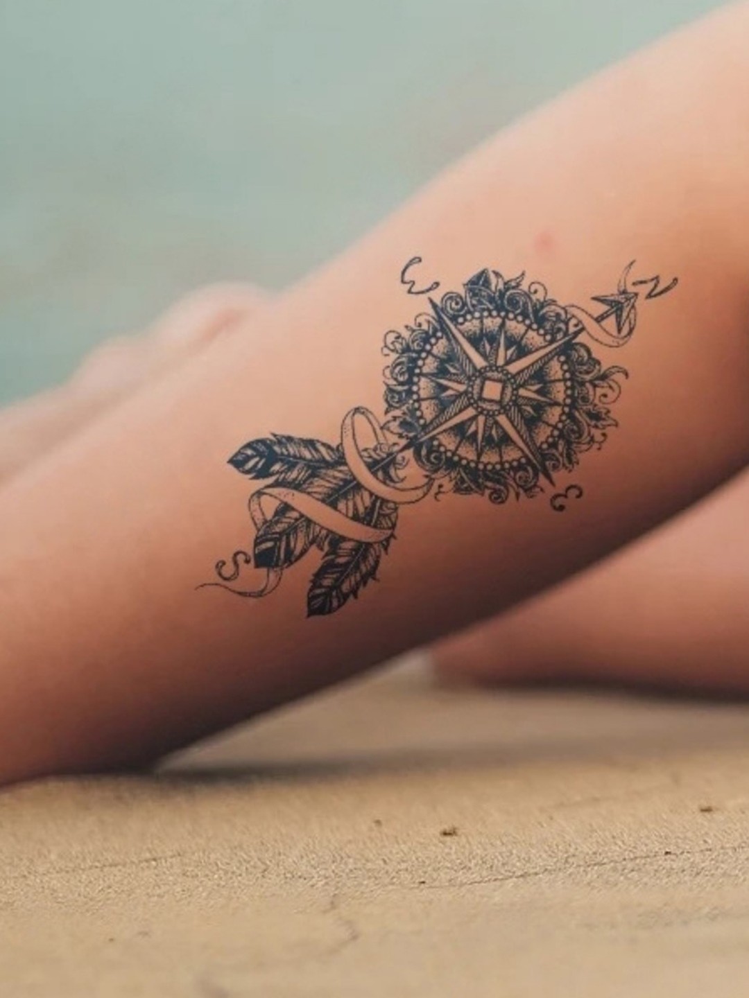 

LICK Matte Finish Realistic Semi Temporary Body Tattoo - Arrow LK-263, Blue