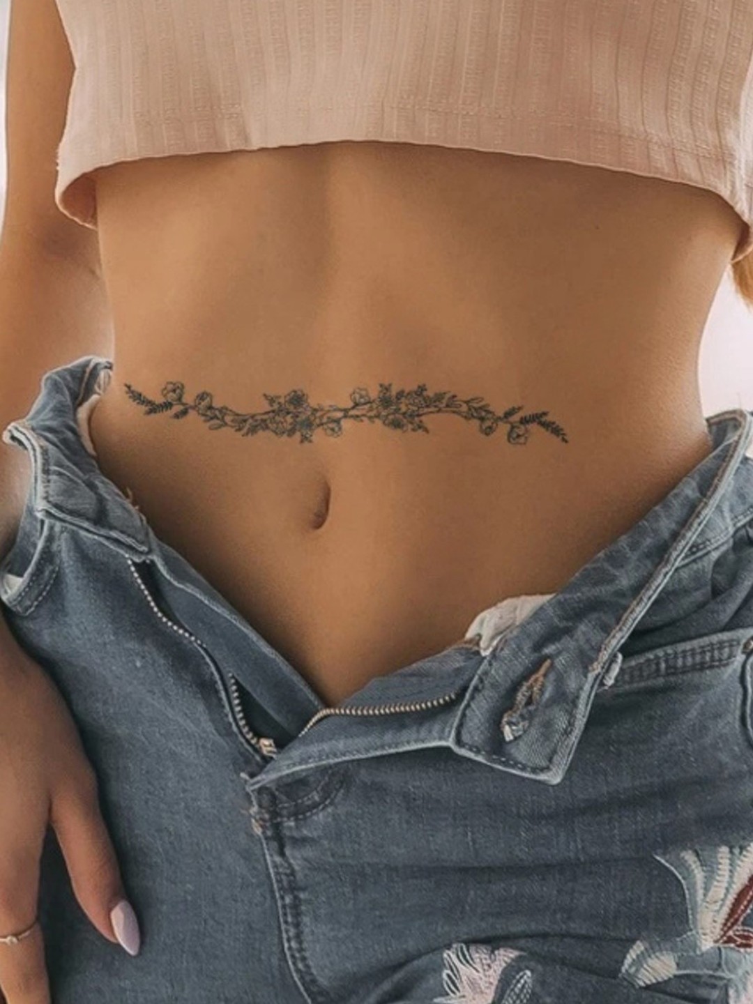 

LICK Matte Finish Realistic Semi Temporary Body Tattoo - Vine LK-251, Blue