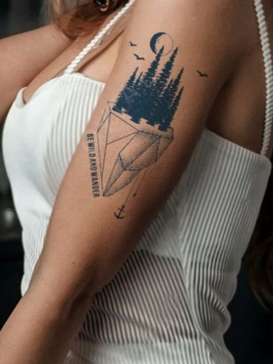 

LICK Plant Base Semi Temporary Scenary Typography Matte Finish Body Tattoo - Navy Blue