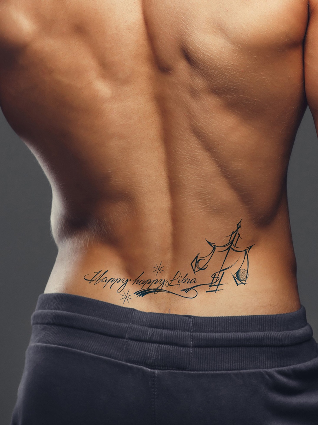 

LICK Matte Finish Realistic Semi Temporary Body Tattoo - Libra, Blue