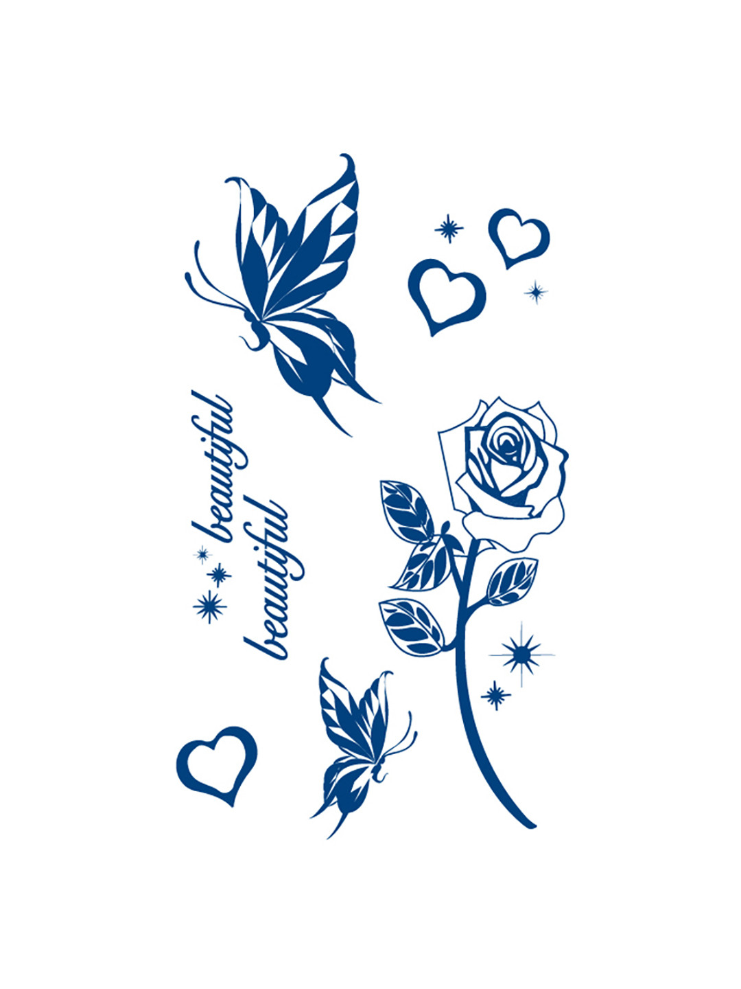 

LICK Matte Finish Realistic Semi Temporary Body Tattoo - Beautiful LK-190, Blue