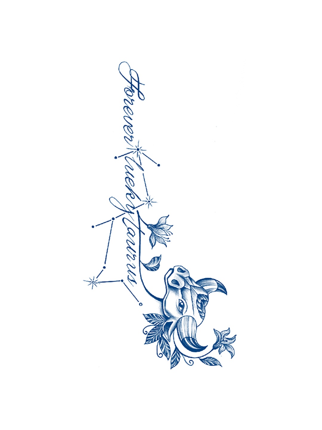 

LICK Matte Finish Realistic Semi Temporary Body Tattoo - Forever LK-827, Blue