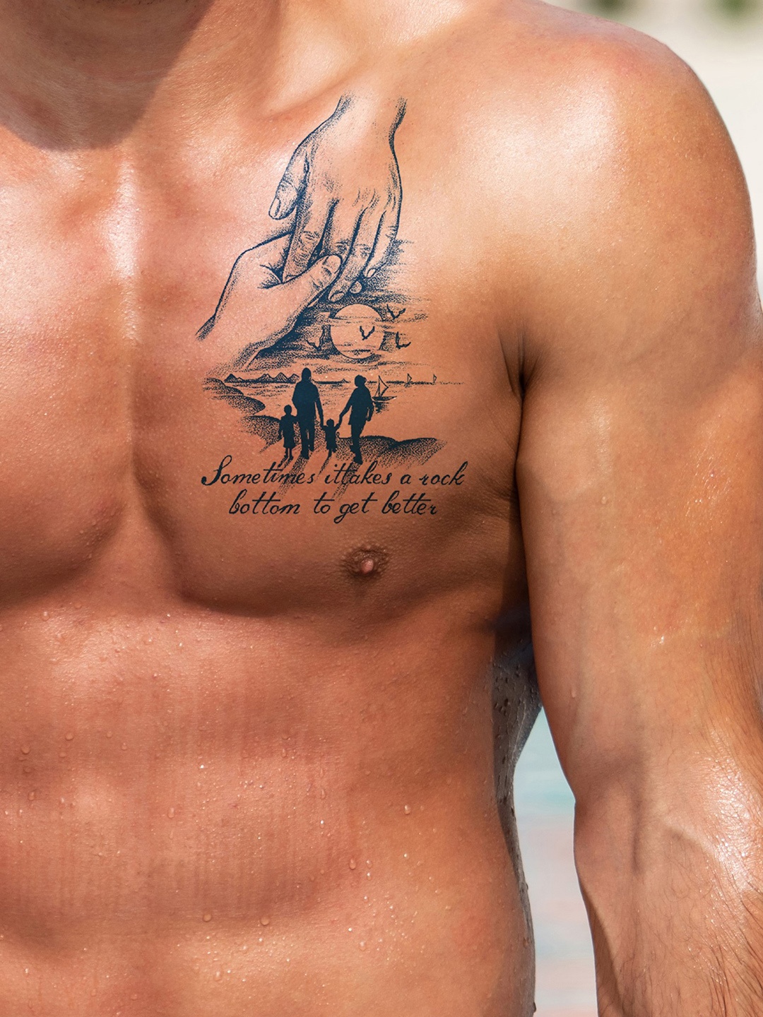 LICK Realistic Semi Temporary Body Promise Tattoo, Blue
