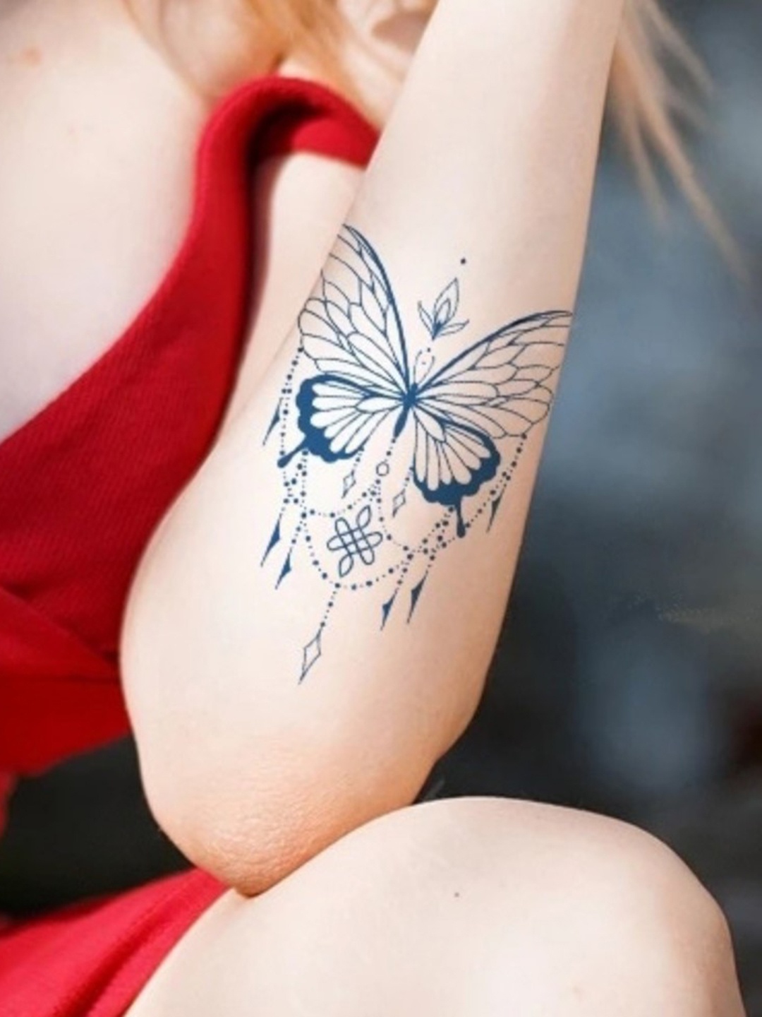 

LICK Matte Finish Realistic Semi Temporary Body Tattoo - Butterfly LK-662, Blue