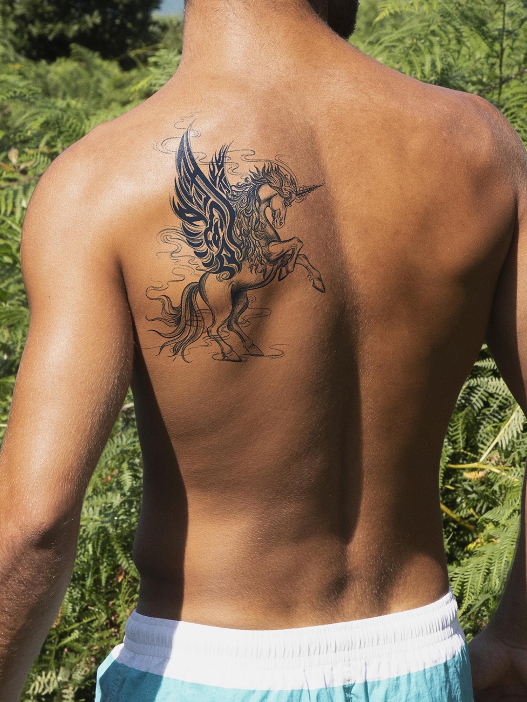

LICK Realistic Semi Temporary Body Horse Tattoo, Blue