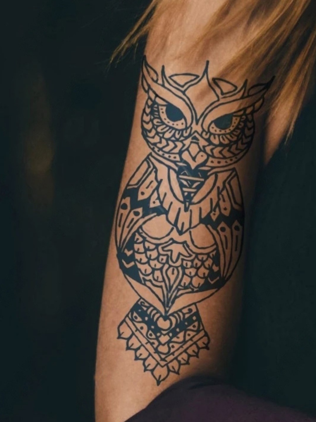 

LICK Matte Finish Realistic Semi Temporary Body Tattoo - Owl, Blue