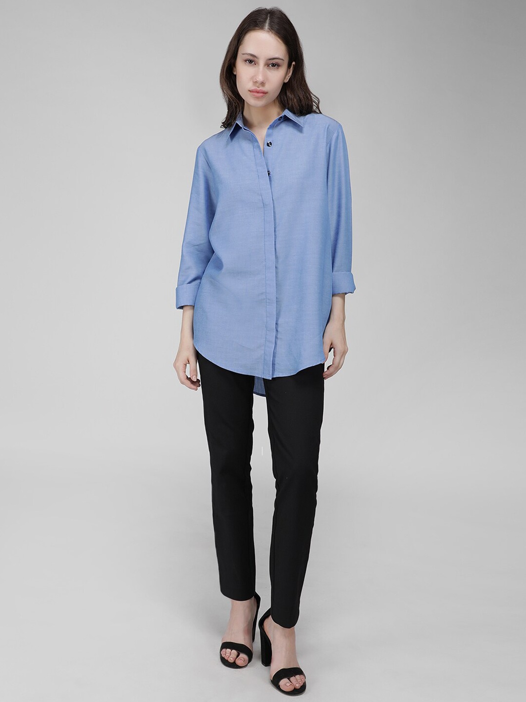 

IDK Relaxed Fit Long Sleeves Casual Shirt, Blue