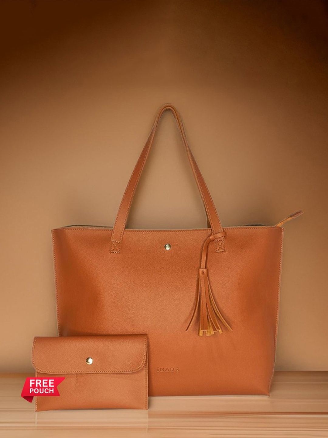 

IMARS Classic Structured Shoulder Bag, Tan