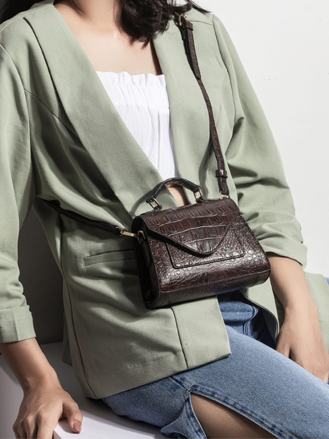 

IMARS Textured Structured Sling Bag, Brown