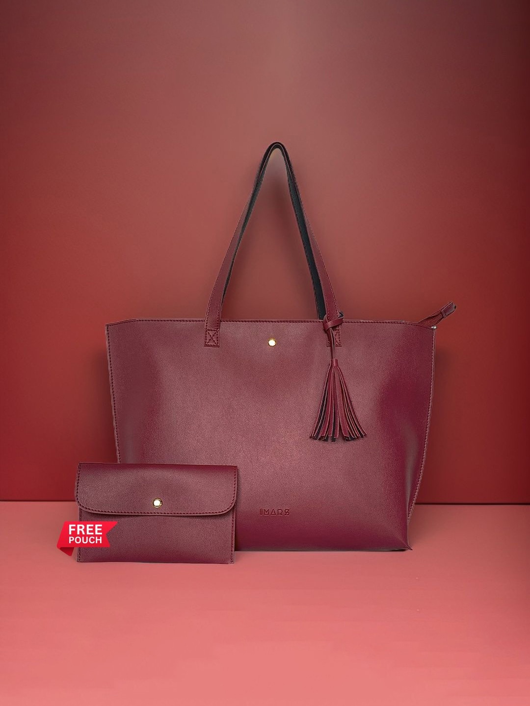 

IMARS Textured Structured Tote Bag, Maroon