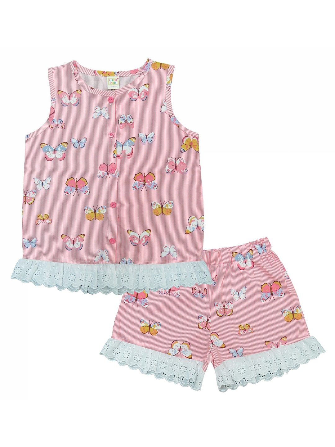 

Clothe Funn Girls Printed Top With Shorts, Pink