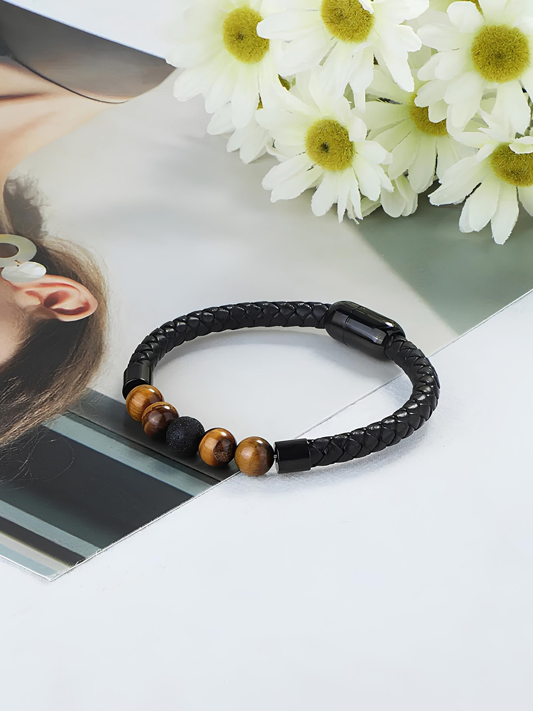 KARISHMA KREATIONS Unisex Beaded Wraparound Bracelet, Black