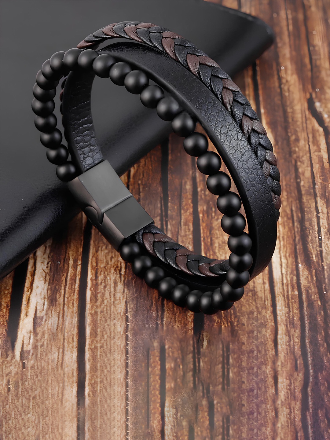 

KARISHMA KREATIONS Unisex Leather Multistrand Bracelet, Black