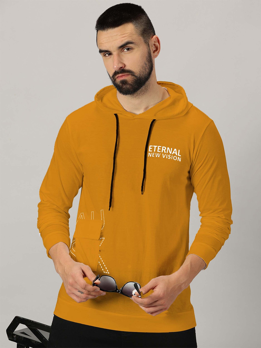 

AUSK Hooded Long Sleeves T-shirt, Mustard