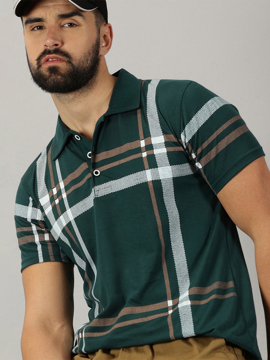 

AUSK Striped Polo Collar T-shirt, Green