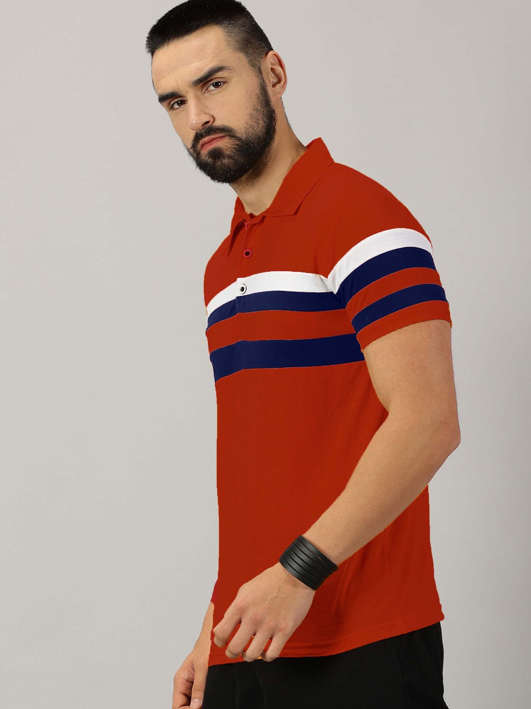 

AUSK Striped Polo Collar Short Sleeves Regular T-shirt, Red