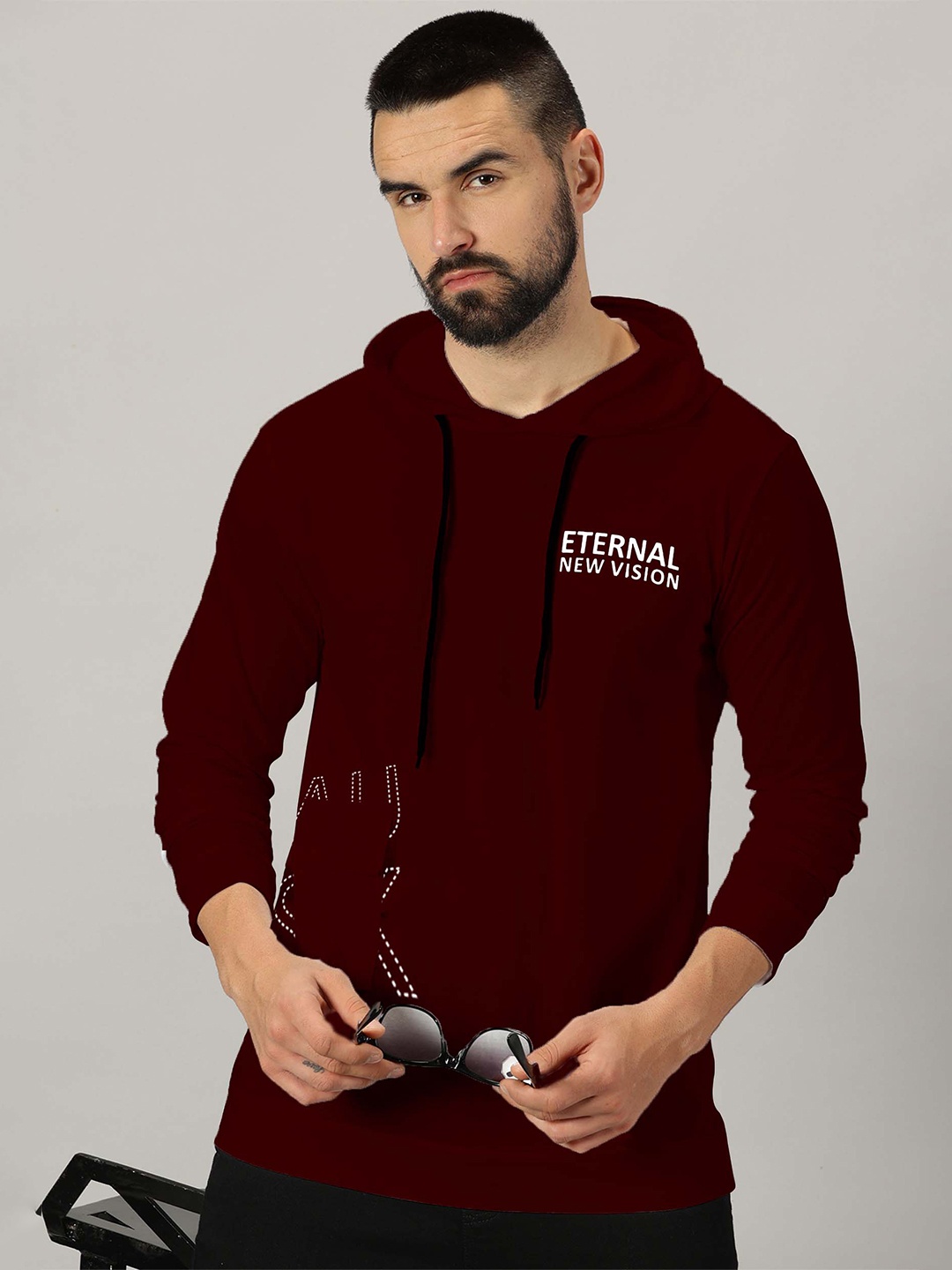 

AUSK Typography Printed Long Sleeves Hooded Tshirt, Maroon