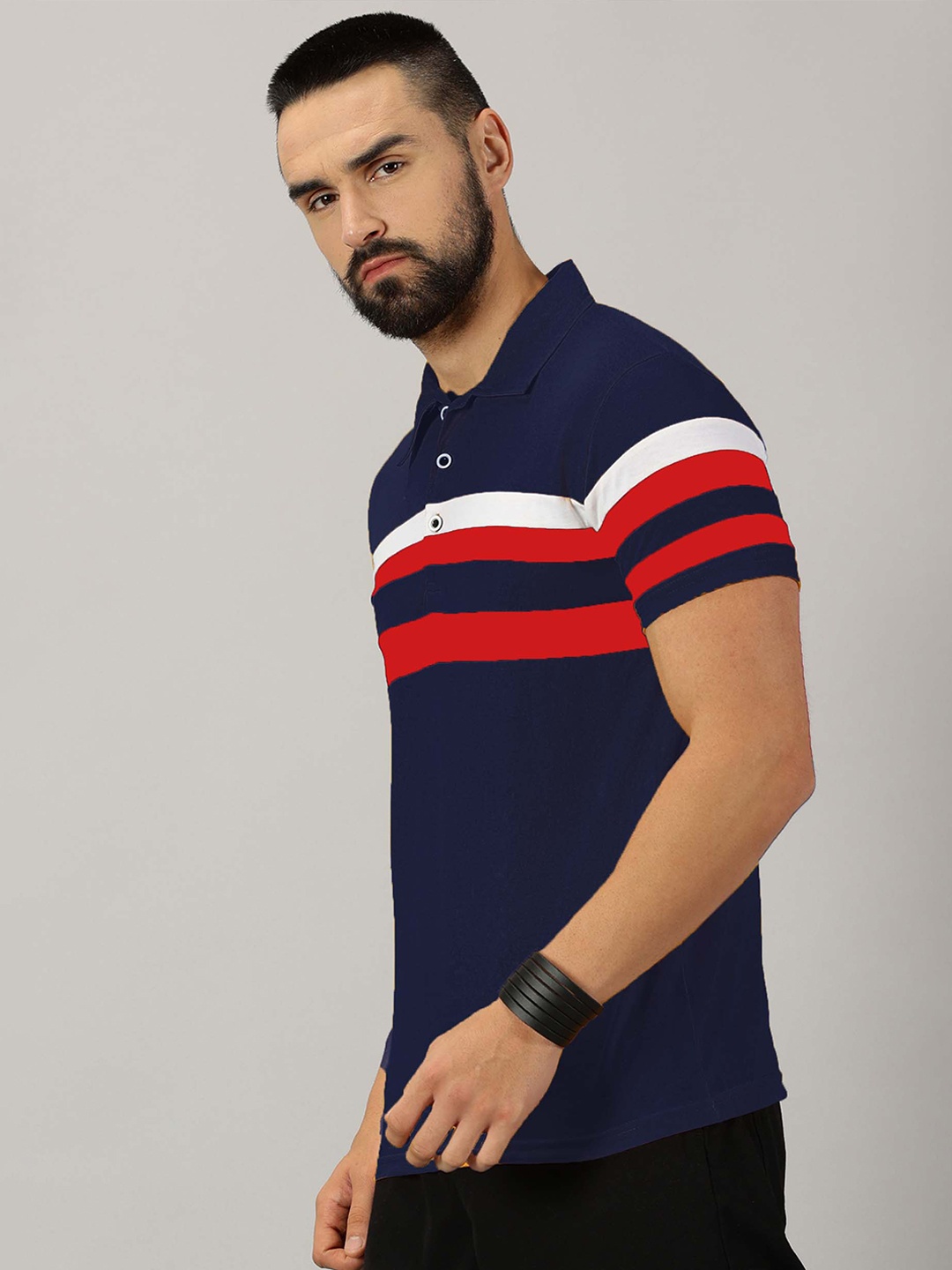 

AUSK Striped Polo Collar Short Sleeves Regular T-shirt, Navy blue