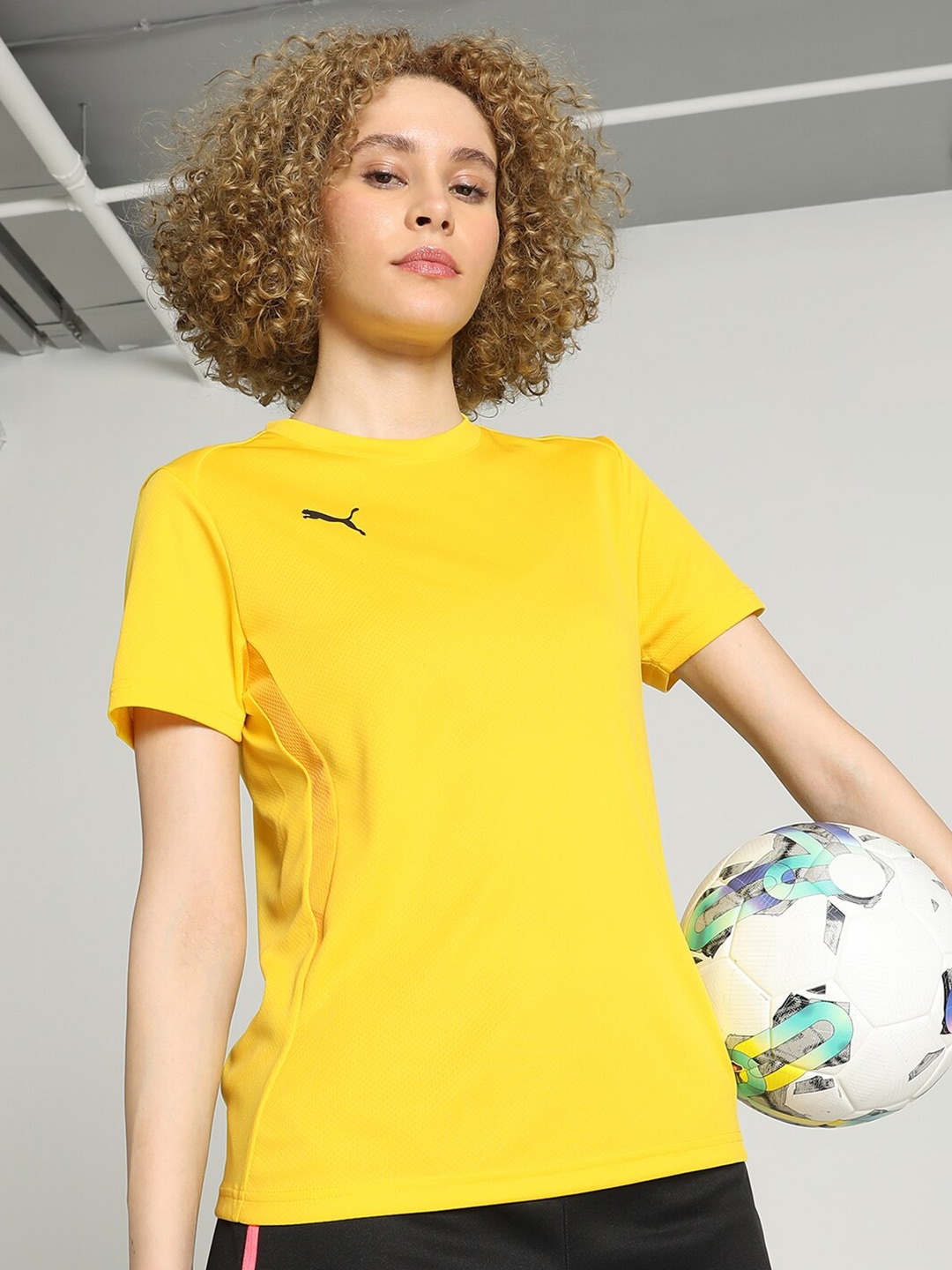 Puma teamGOAL Football Jersey T-Shirt, Yellow