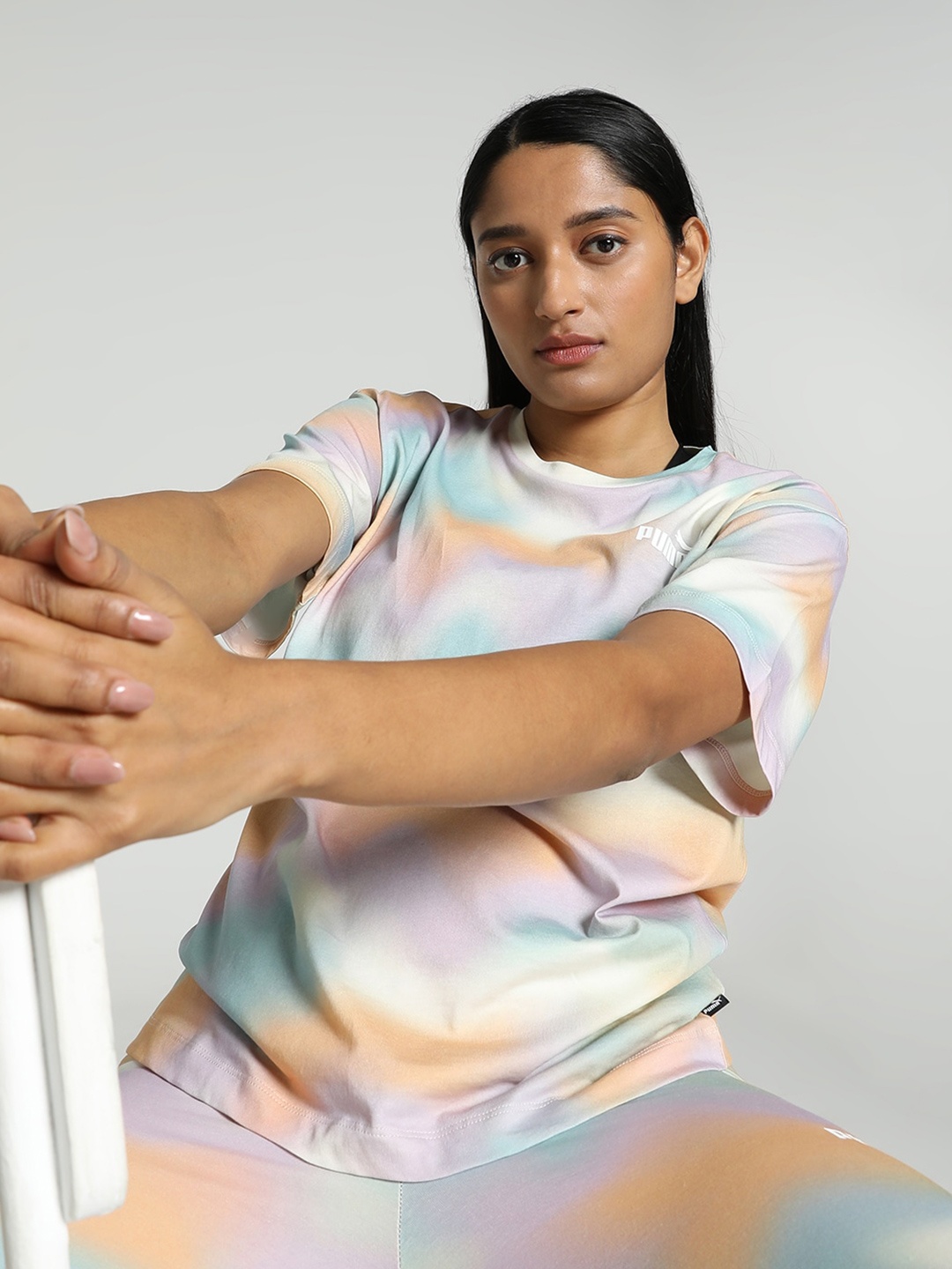 

Puma SUMMER DAZE Printed Cotton Relaxed Fit T-shirt, Peach